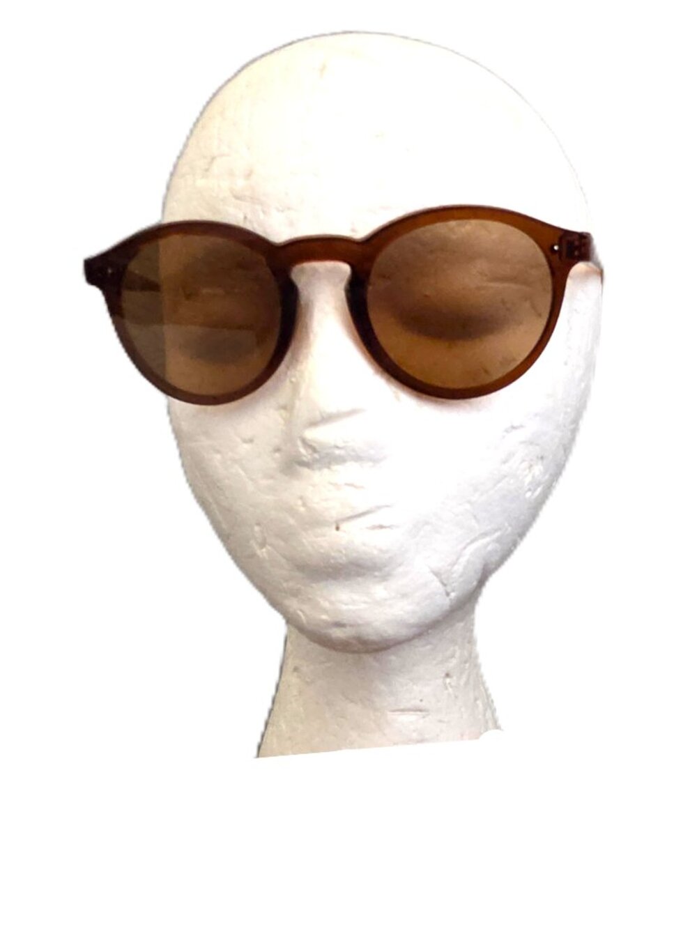 Unisex Brown Trim Round Sunglasses UV Protection Brown Lenses